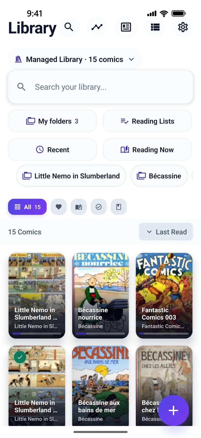 TritonPanels library showing comic covers on a phone after the 1.3 panel detector update